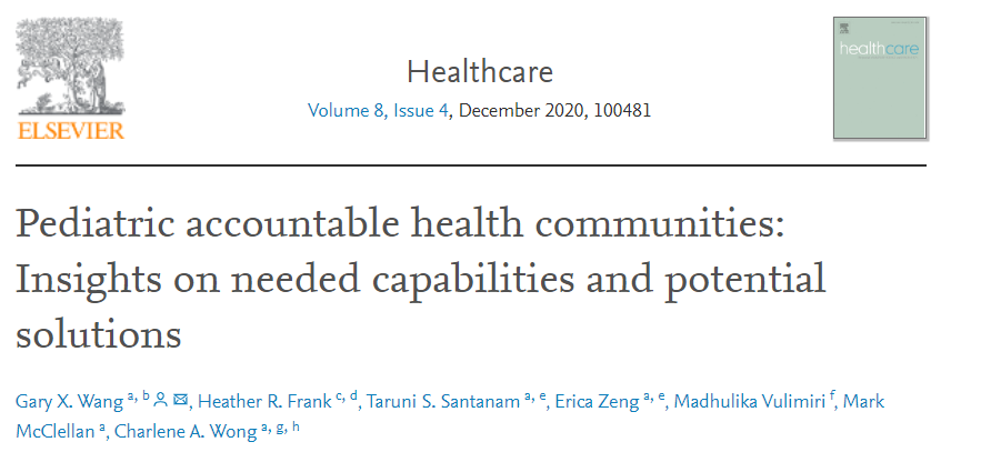 Pediatric accountable health communities: Insights on needed capabilities and potential solutions