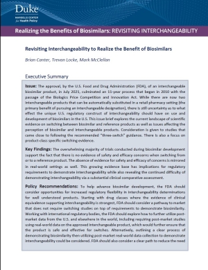 Revisiting Interchangeability to Realize the Benefit of Biosimilars Cover